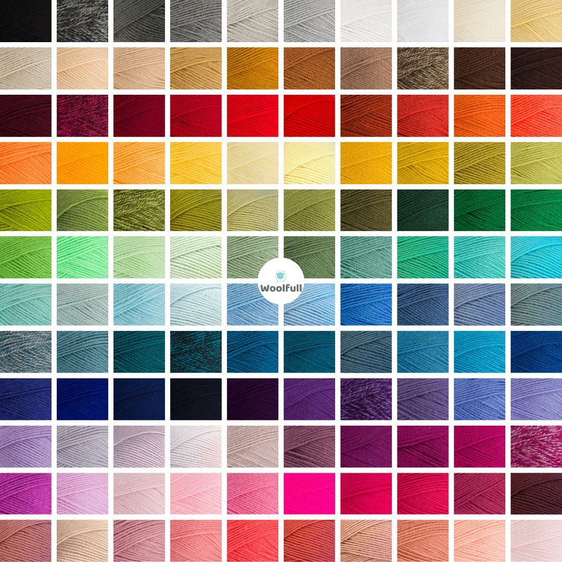 A shade card showing 120 shades of Special DK.