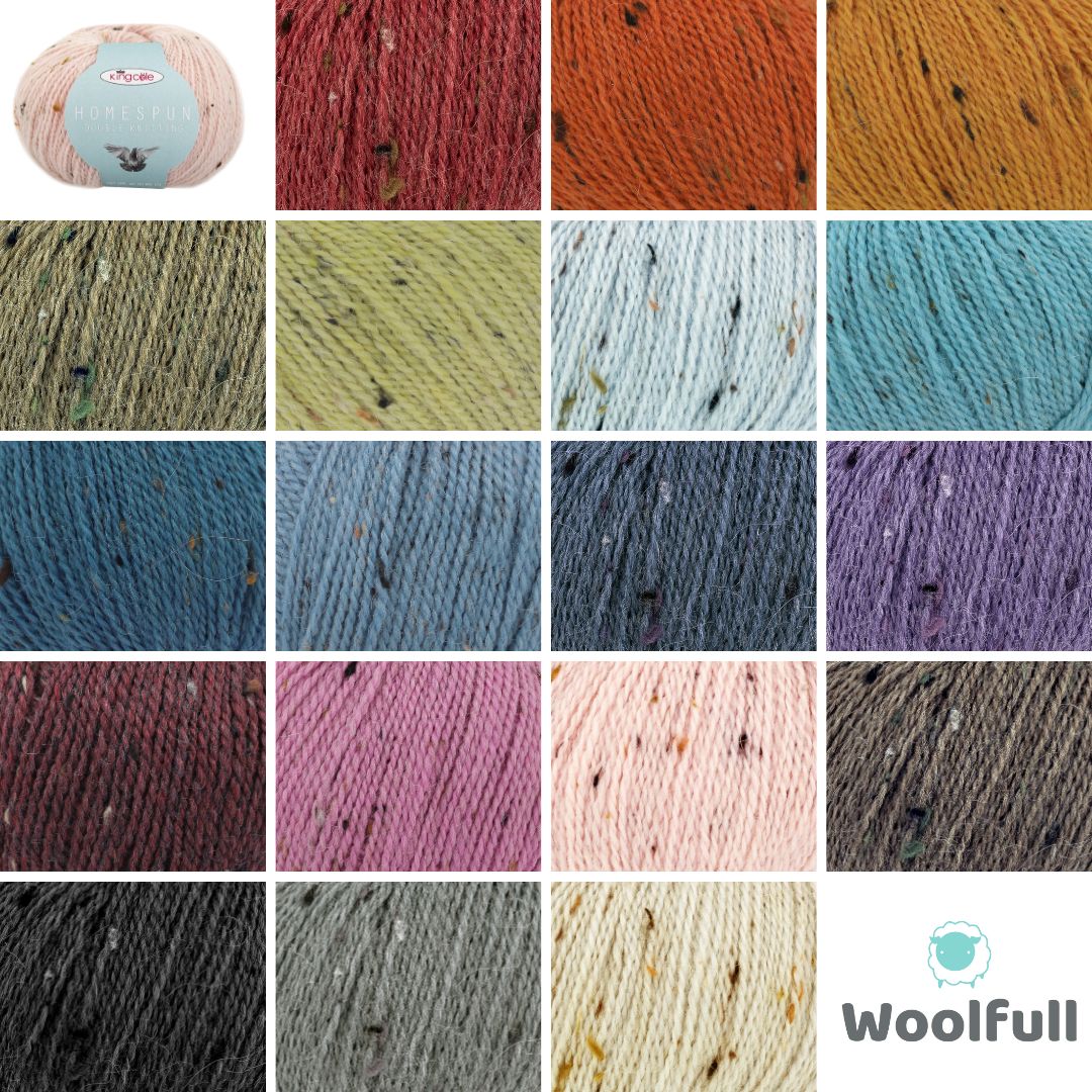 A shade card showing all 18 colours of yarn.