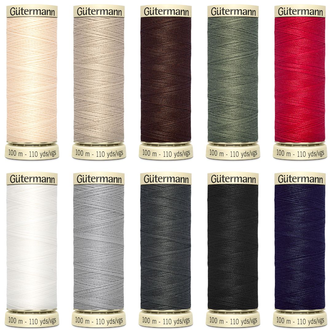 10 sewing threads in various colours.