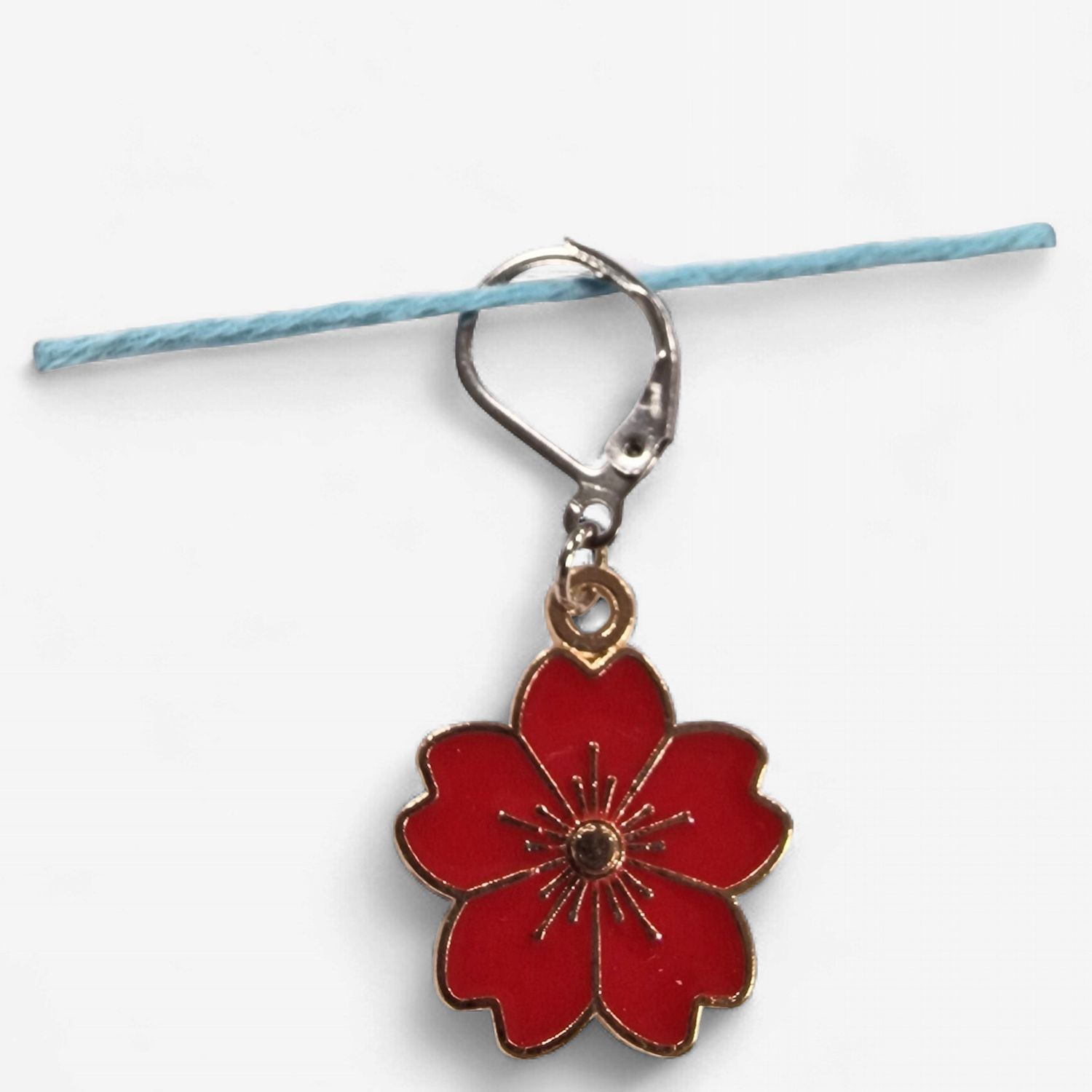 Handmade Stitch Markers - Red Flower