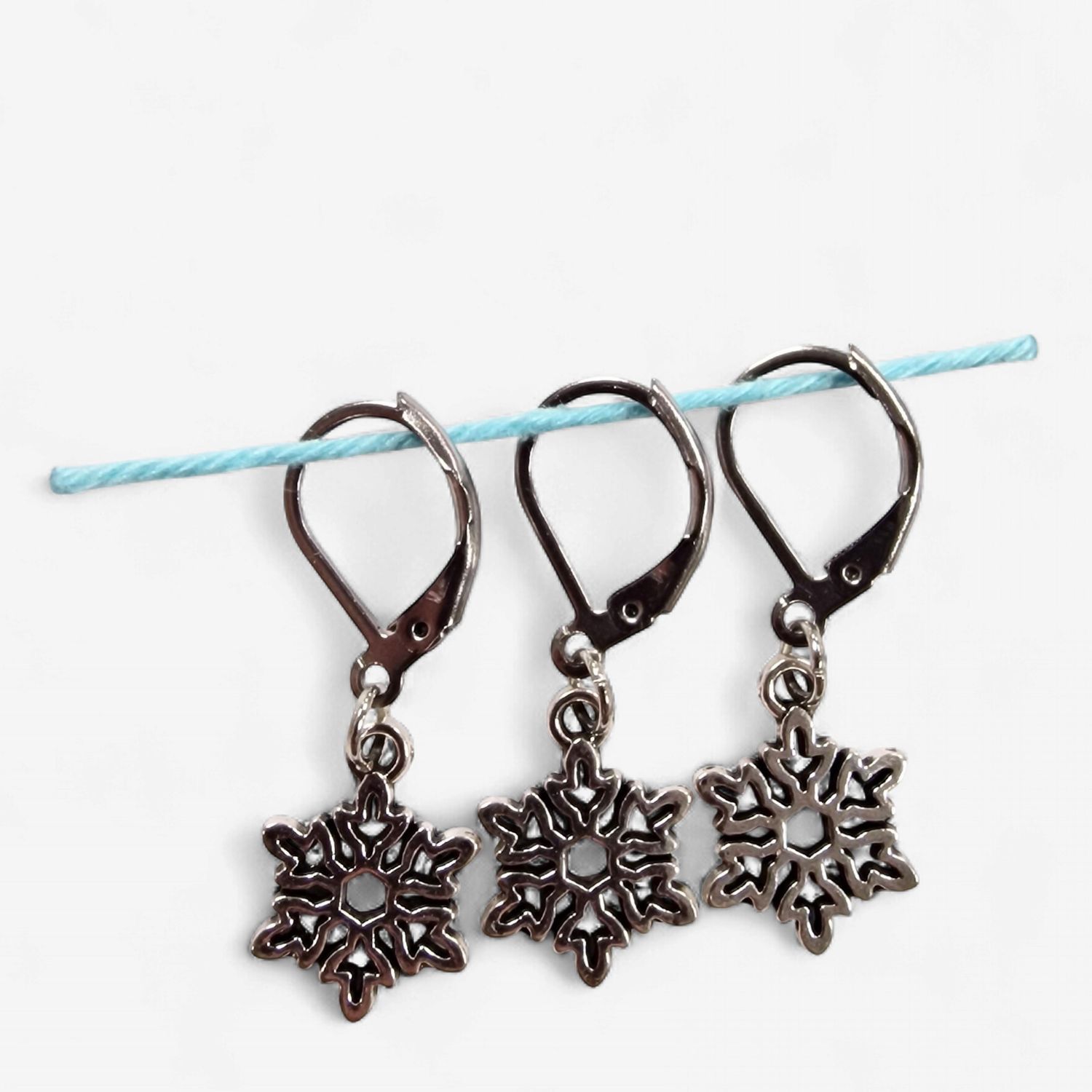 Handmade Stitch Markers - Silver Snowflakes