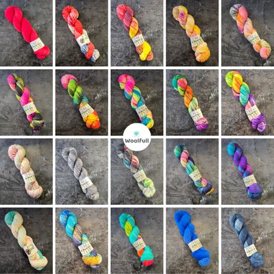 A shade card showing all 20 colourways.