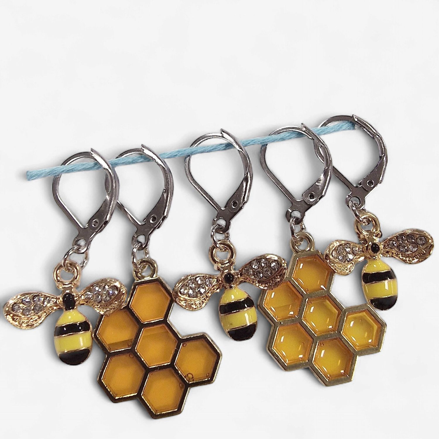 Handmade Stitch Markers - Bees and Honeycomb