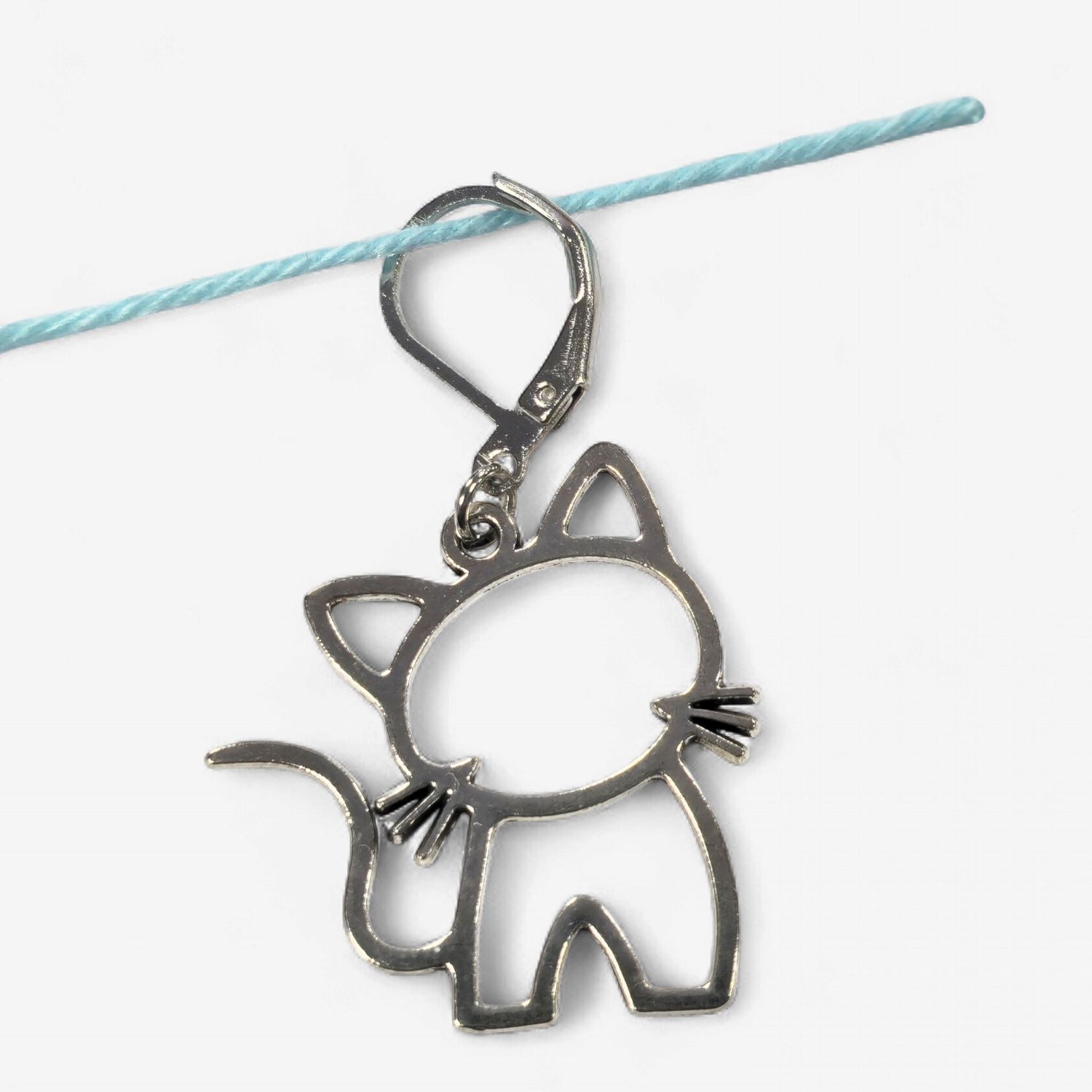 Handmade Stitch Markers - Silver Cat