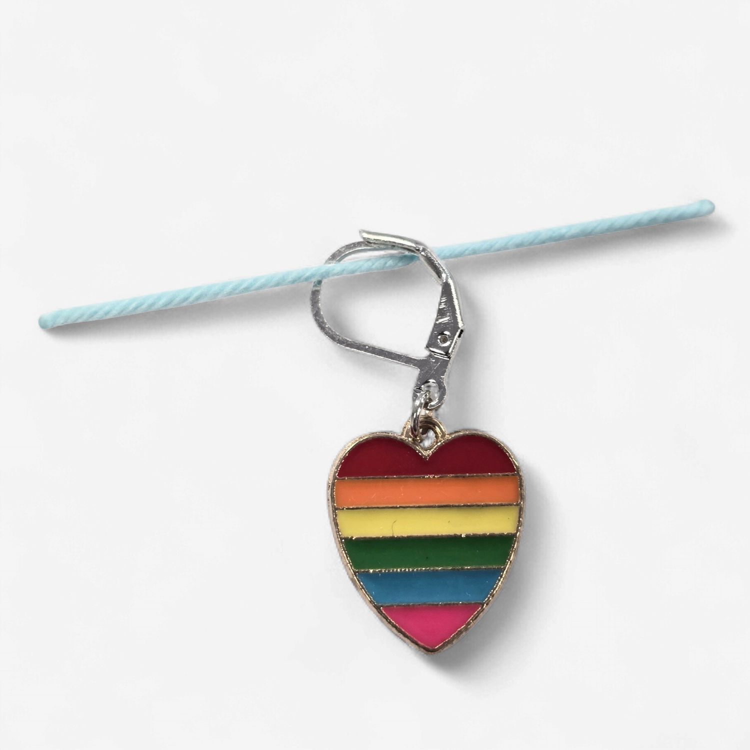 Handmade Stitch Markers - Metal Rainbow Heart