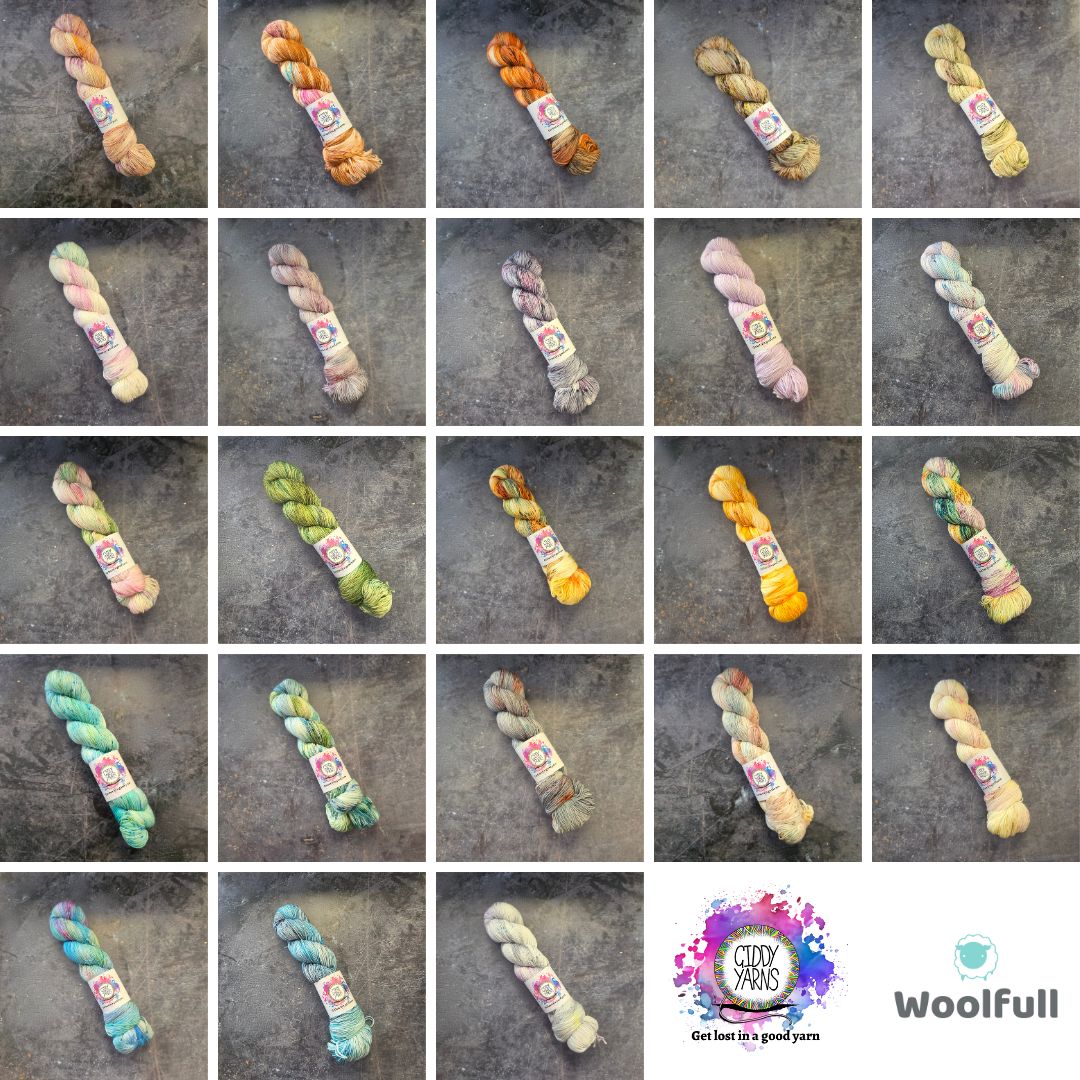 A shade card showing all 23 colourways.