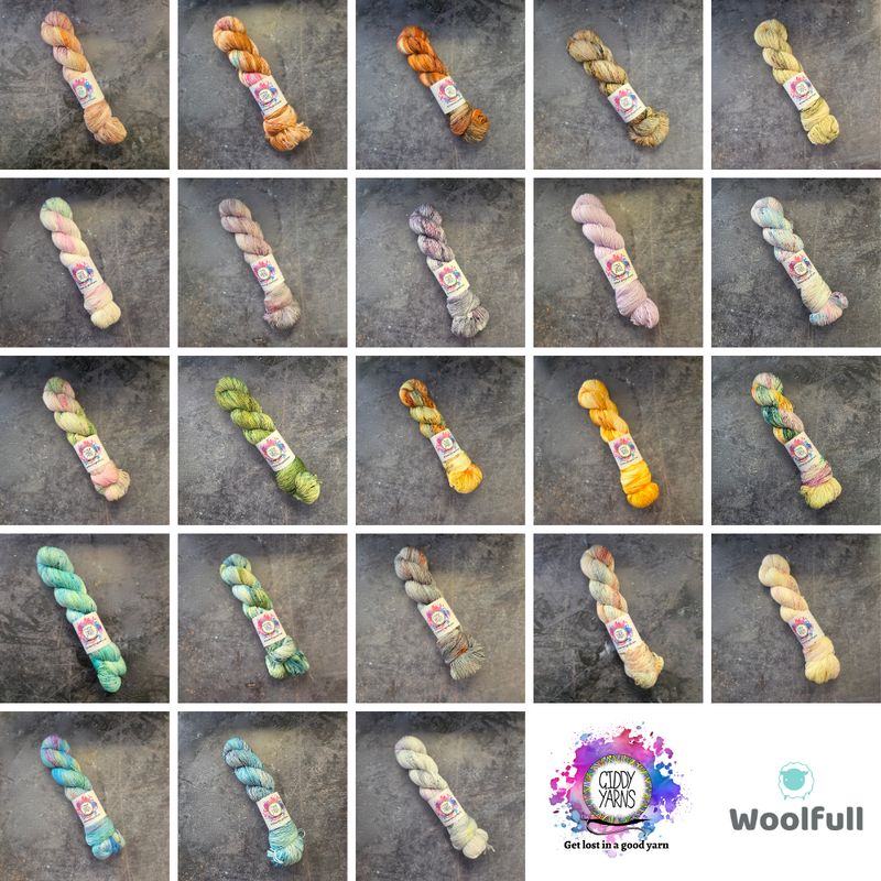 A shade card showing all 23 colourways.