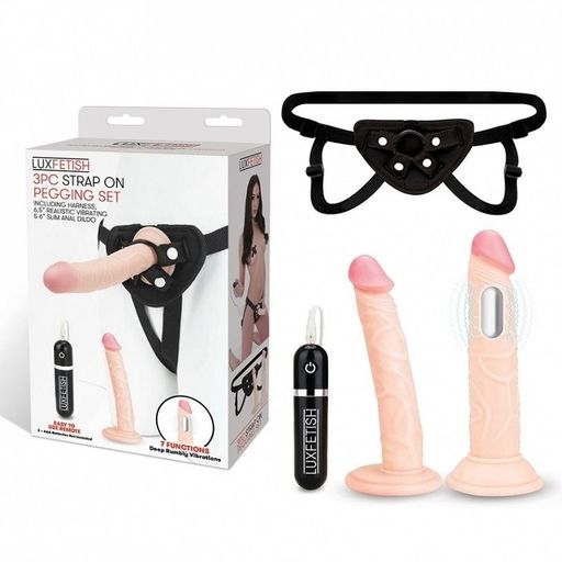 Lux Fetish 3 PC Strap-On Pegging Set Lux Fetish 3 PC Strap-On Pegging Set