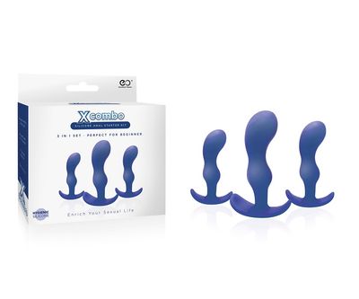 X COMBO 3PC BLUE SILICONE BUTT PLUG SET X COMBO 3PC BLUE SILICONE BUTT PLUG SET
