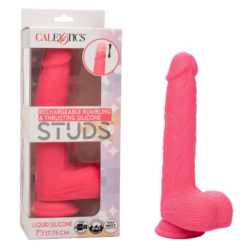 Rechargeable Rumbling & Thrusting Silicone Studs® pink 7"/17.75cm