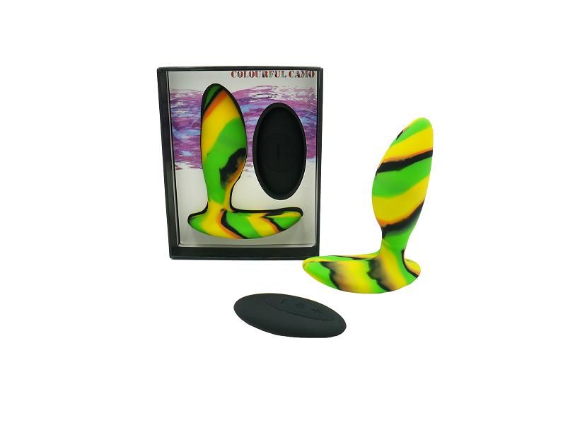 Colourful Camo IDYLIC Remote Control Butt Plug Yellow
