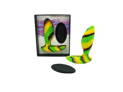 Colourful Camo IDYLIC Remote Control Butt Plug Yellow
