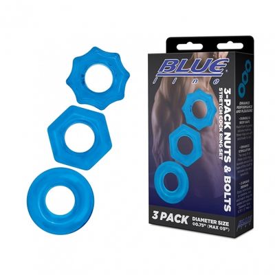 3-Pack Nuts & Bolts Stretch Cock Ring Set 3-Pack Nuts & Bolts Stretch Cock Ring Set