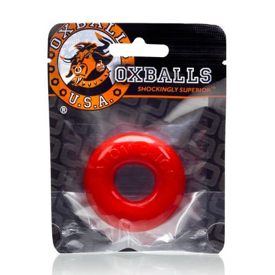 OXBALLS DO-NUT- 2 jelly cockring w/ flat inner chamber RED