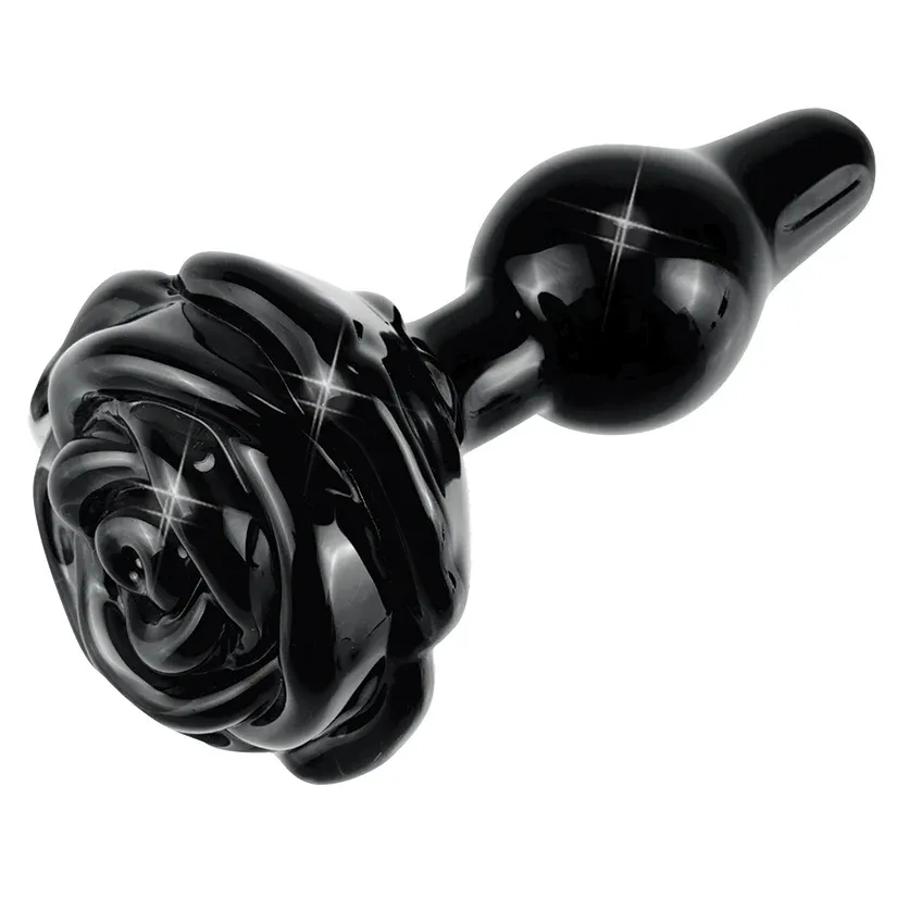 Icicles No.77 Black Rose Glass Butt Plug