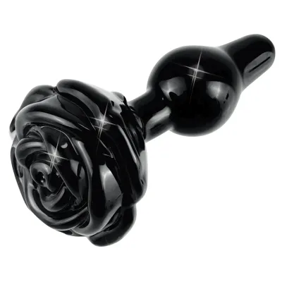 Icicles No.77 Black Rose Glass Butt Plug Icicles No.77 Black Rose Glass Butt Plug