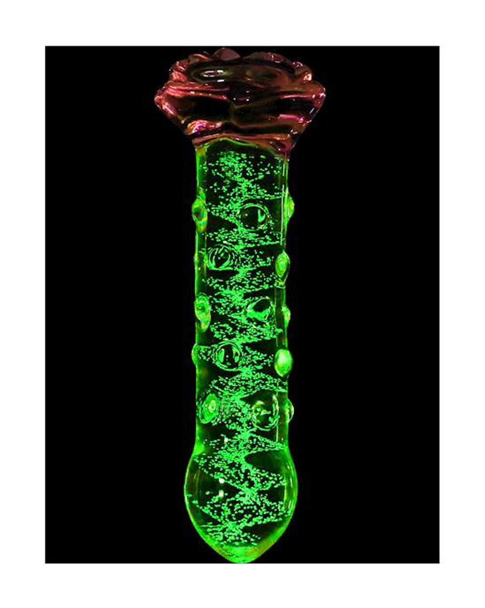 Lucent  Glow In The Dark Spotted Rose Glass Masseger
