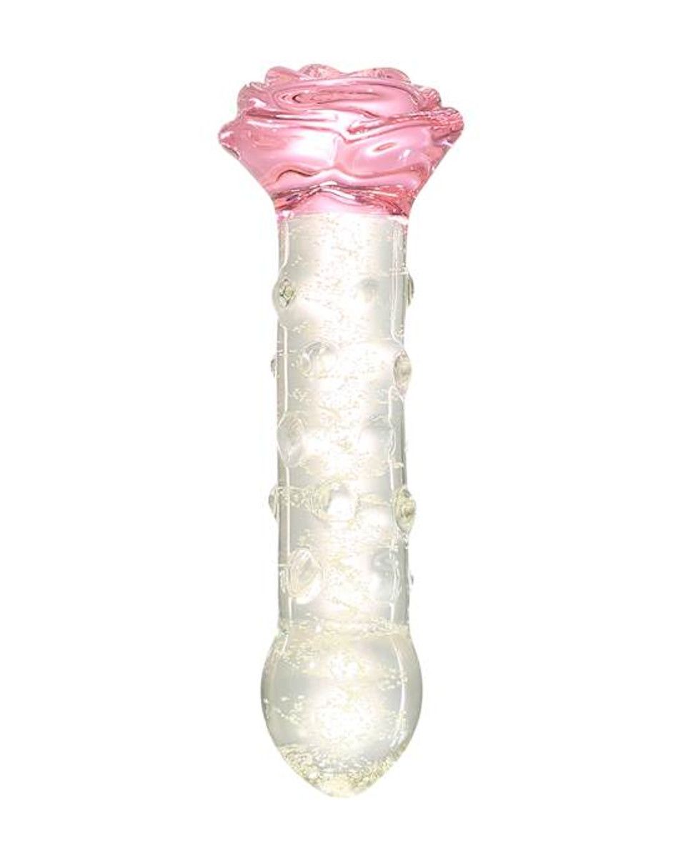 Lucent  Glow In The Dark Spotted Rose Glass Masseger