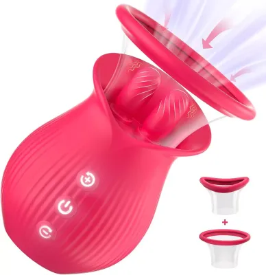Double the Pleasure with Licking & Sucking Action Double the Pleasure with Licking & Sucking Action