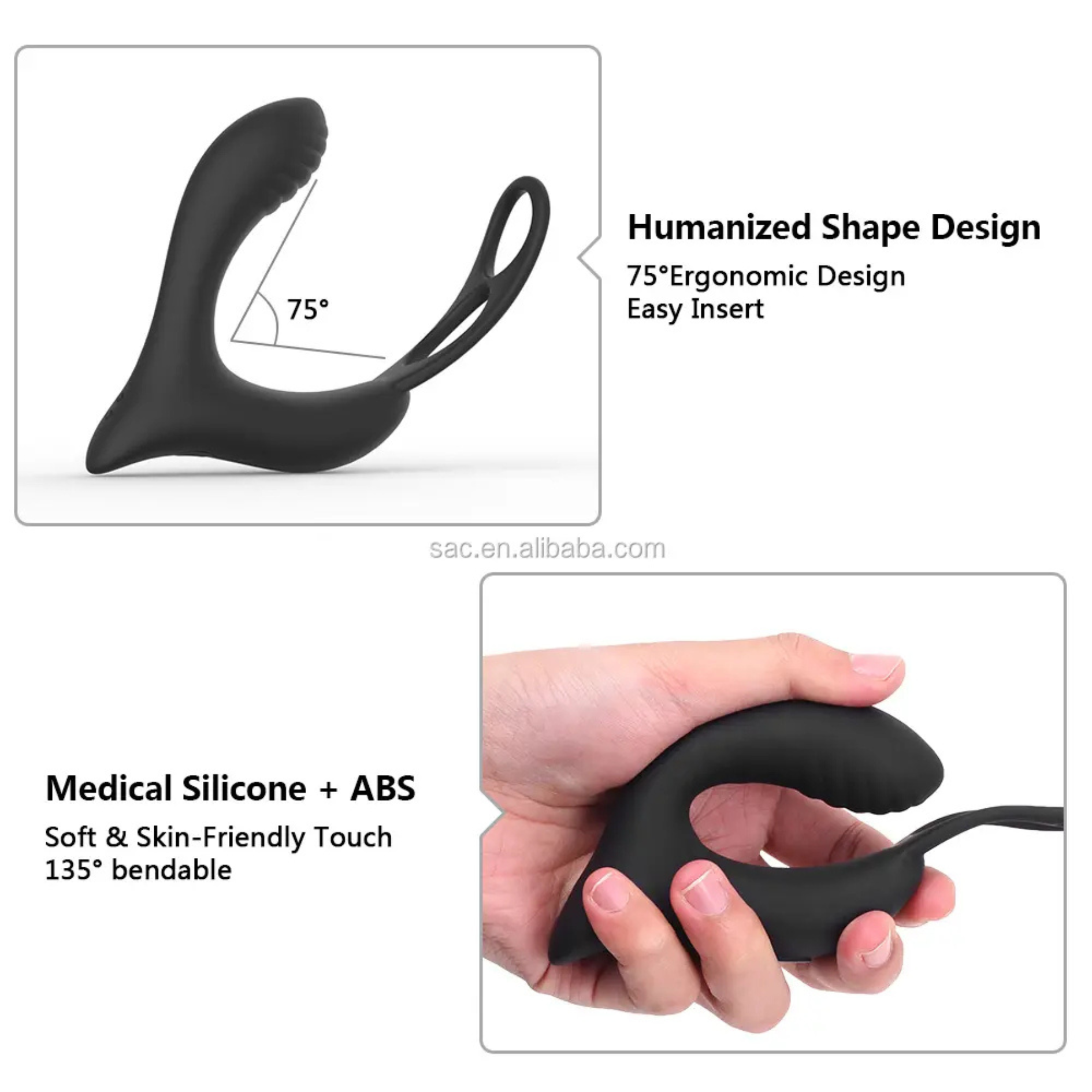 Waterproof Remote Control Prostate Massager with Cock Rings
