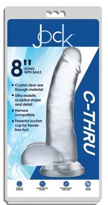 JOCK C-Thru 8 JOCK C-Thru 8" Clear TPE Dong W/Balls & Suction Cup