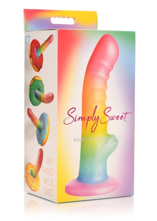 SIMPLY SWEET 6.5 SIMPLY SWEET 6.5" RIBBED RAINBOW DILDO