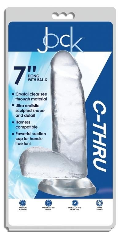 JOCK C-Thru 7 JOCK C-Thru 7" Clear TPE Dong W/Balls & Suction Cup