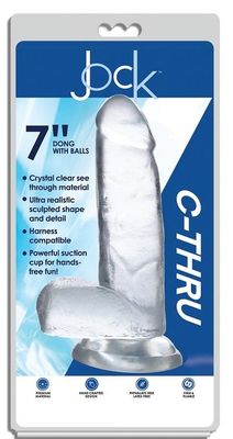 JOCK C-Thru 7 JOCK C-Thru 7" Clear TPE Dong W/Balls & Suction Cup