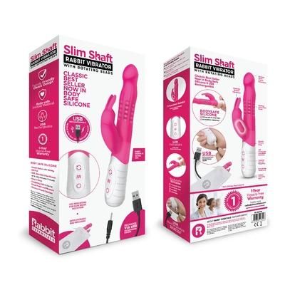 Rabbit Essentials Rechargeable Slim Shaft Rabbit - Hot Pink Rabbit Essentials Rechargeable Slim Shaft Rabbit - Hot Pink