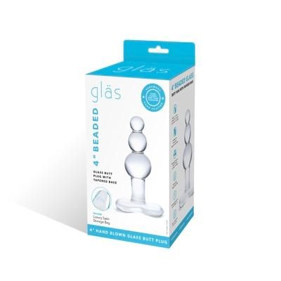 4" Beaded Glass Butt Plug with Tapered Base
