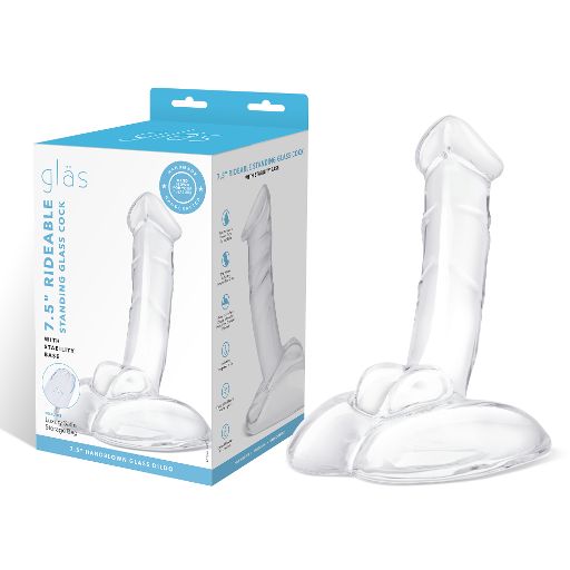 7.5 7.5" RIDEABLE STANDING GLASS COCK WITH STABILITY BASE