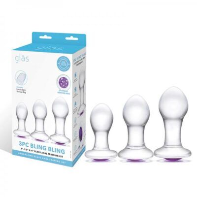 3PC BLING BLING 3 3PC BLING BLING 3" / 3.5"/ 4" GLASS ANAL TRAINING SET