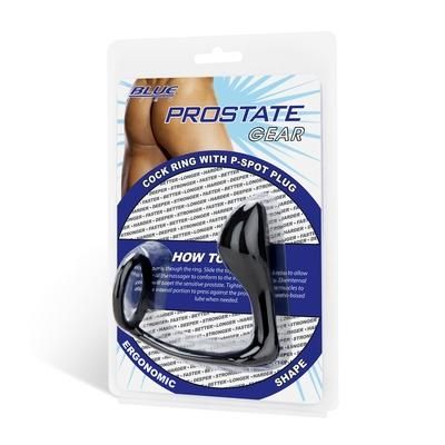 Blue Line Cock Ring With P-Spot Plug Blue Line Cock Ring With P-Spot Plug