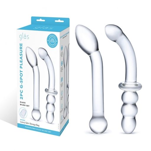 2Pc G-Spot Pleasure Glass Dildo Set