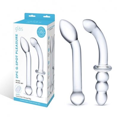 2Pc G-Spot Pleasure Glass Dildo Set