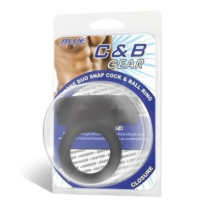Blue Line Duo Snap Silicone Cock & Ball Ring Blue Line Duo Snap Silicone Cock & Ball Ring