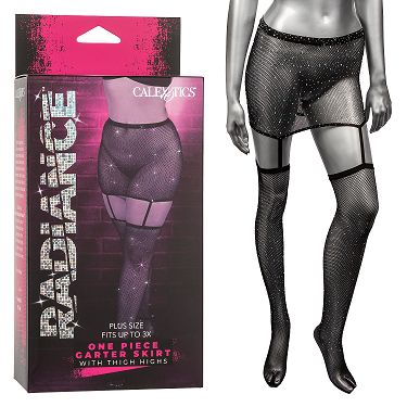Radiance  Plus Sized One Piece Garter Skirt With Thigh Highs