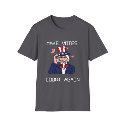 US Election 2024 Soft Tee, Colors: Charcoal, Sizes: S