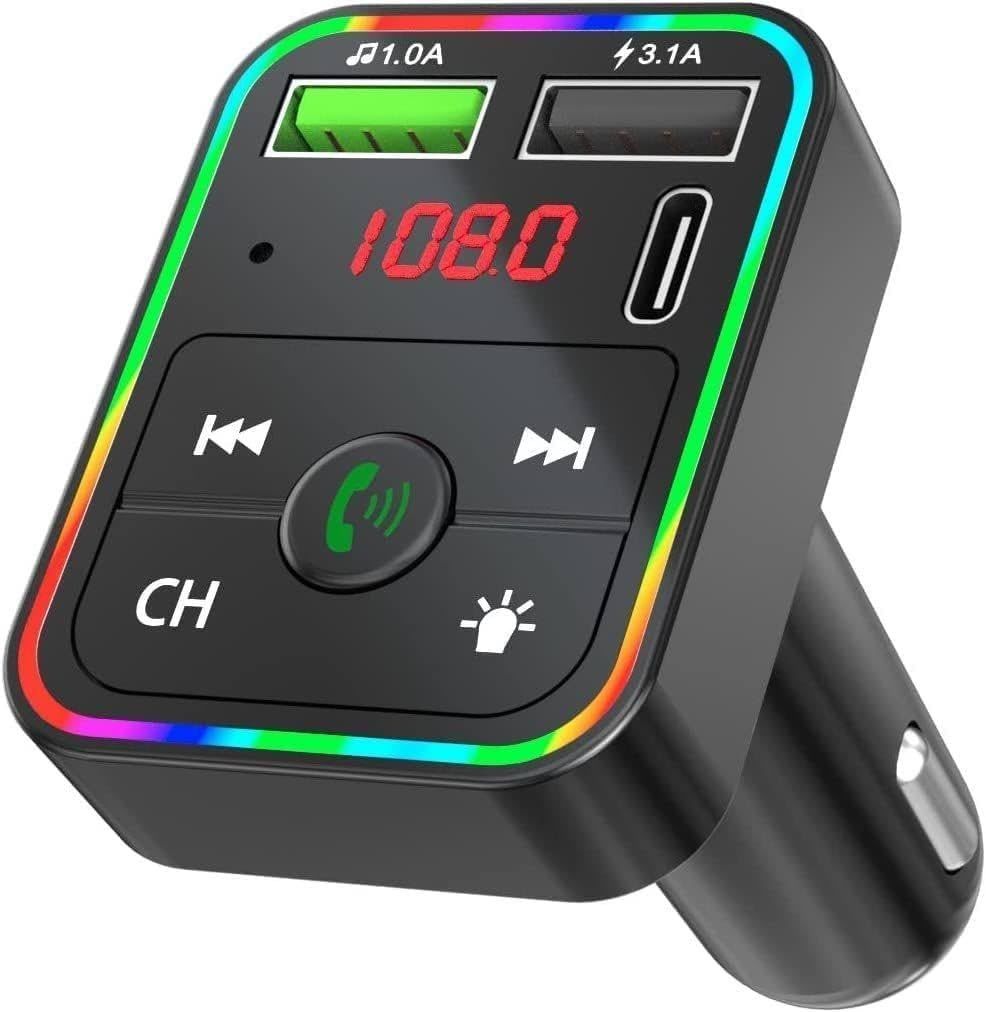 Bluetooth Car Adapter, Fm Transmitter Bluetooth, Wireless Modulator with Led Display Car Kit