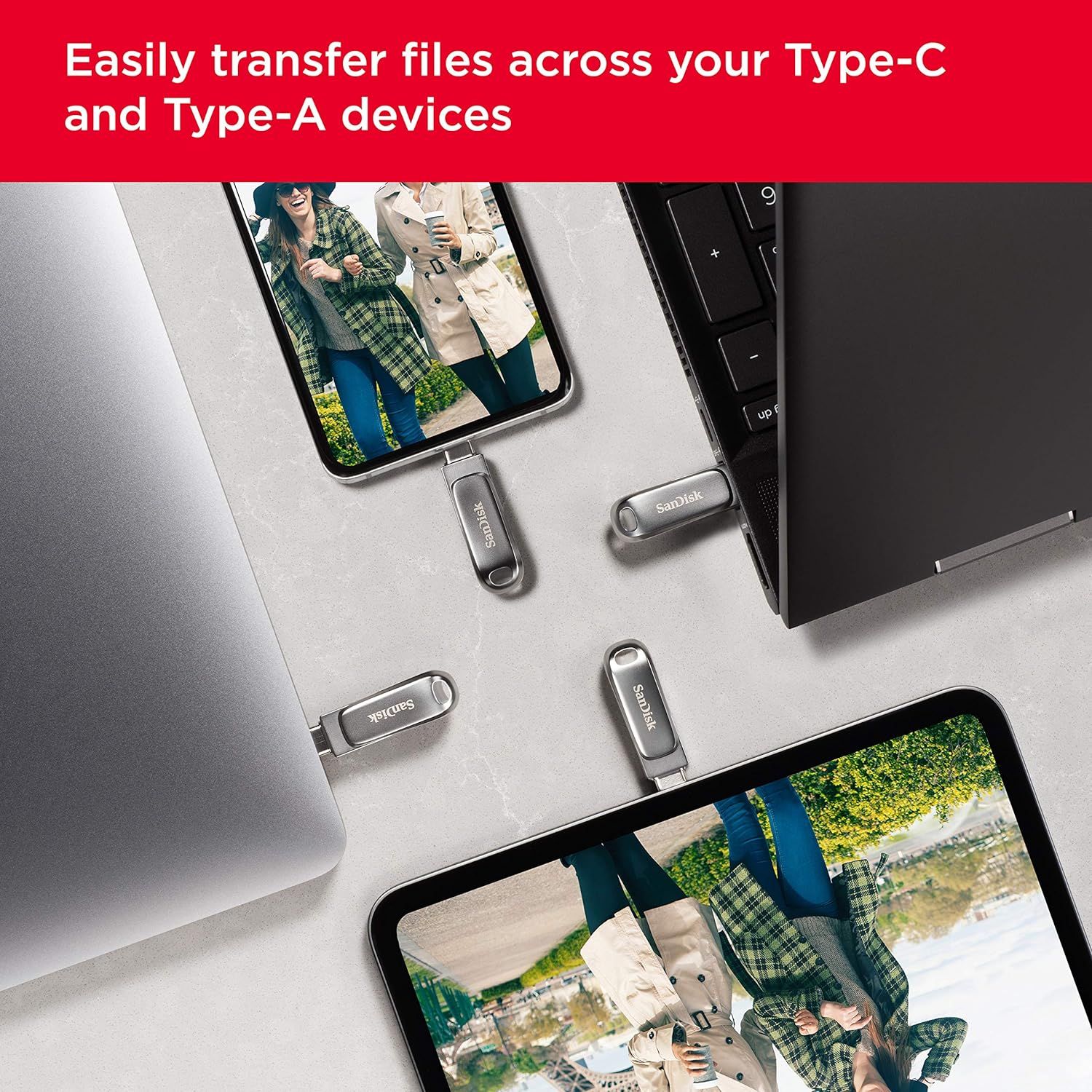 256GB Sandisk USB Type A and C Drive