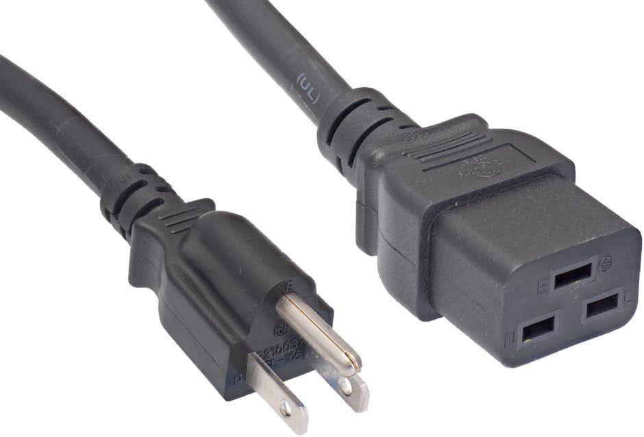 Cablelera North American Power Cord Extension, NEMA 5-15P to C19, 6&#39;, 14 AWG, 15A, 125V