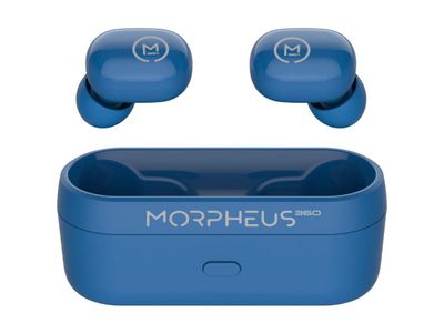 MORPHEUS 360 SPIRE TRUE WIRELESS EARBUDS BLUETOOTH IN-EAR HEADPHONES WITH MICROPHONE BLUE