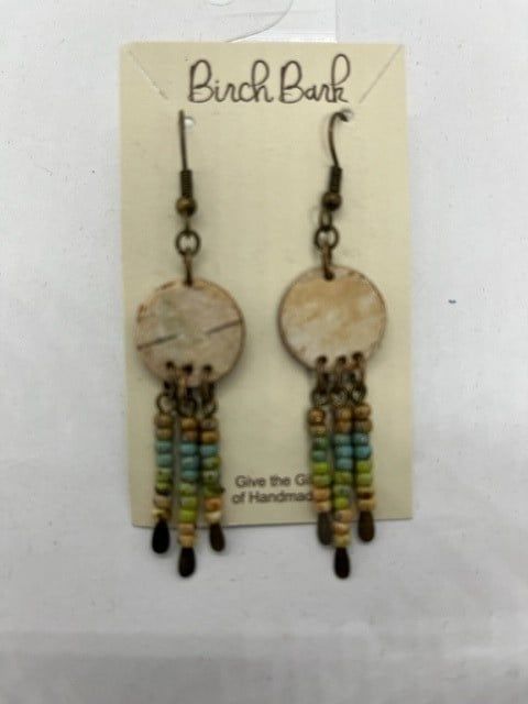 Birch Bark  Earrings w/ picasso beads
