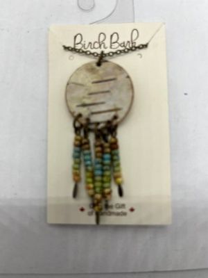 Birch Bark Pendant w/ picasso beads