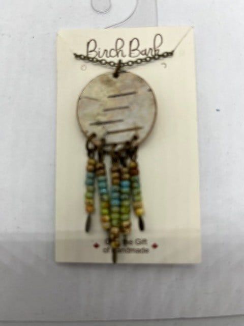 Birch Bark Pendant w/ picasso beads