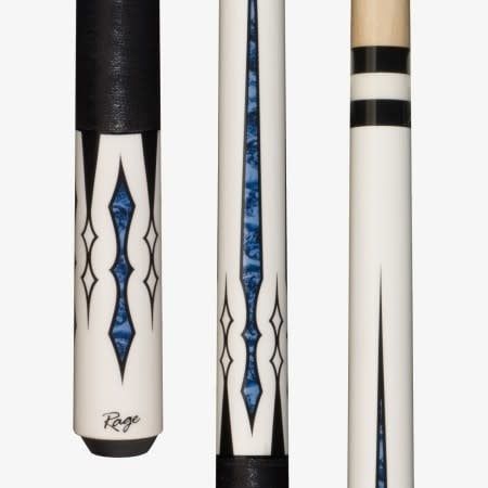 Rg187 Blue Steel Pure White Black Pressed Nylon Wrap Rage Cue Stick