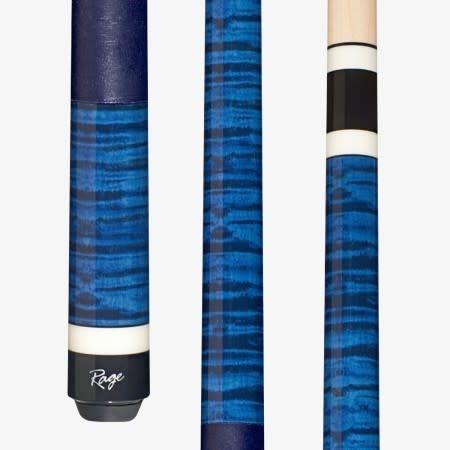 RG120 Rage Cue Stick Blue Moon Curly Maple w/ coated solid blue pressed Nylon Wrap