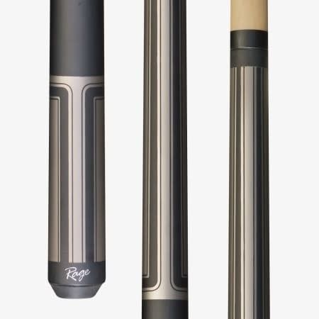 RG102 RAGE CUE STICK SILVER STEEL BLACK RACING STRIPE