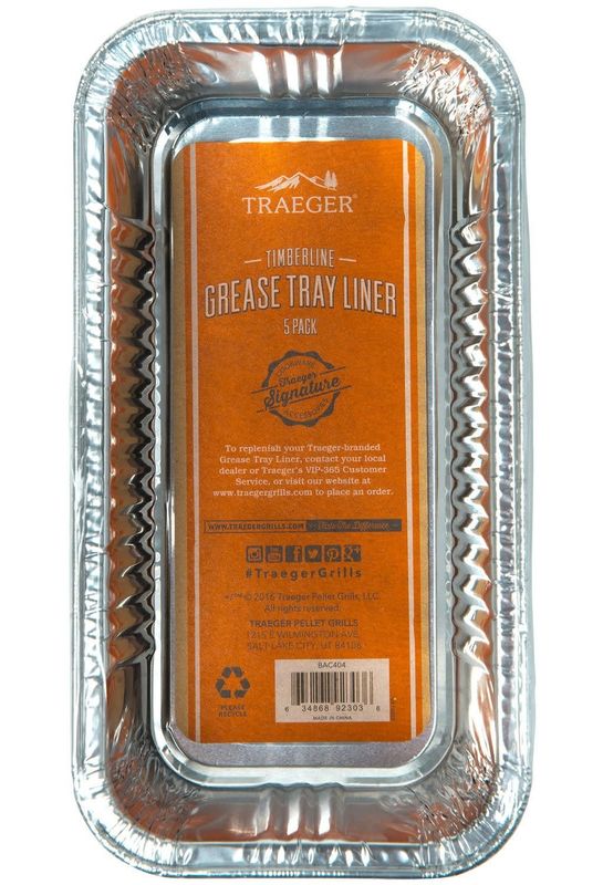 TRAEGER TIMBERLINE GREASE TRAY Liner 5 PACK BAC404