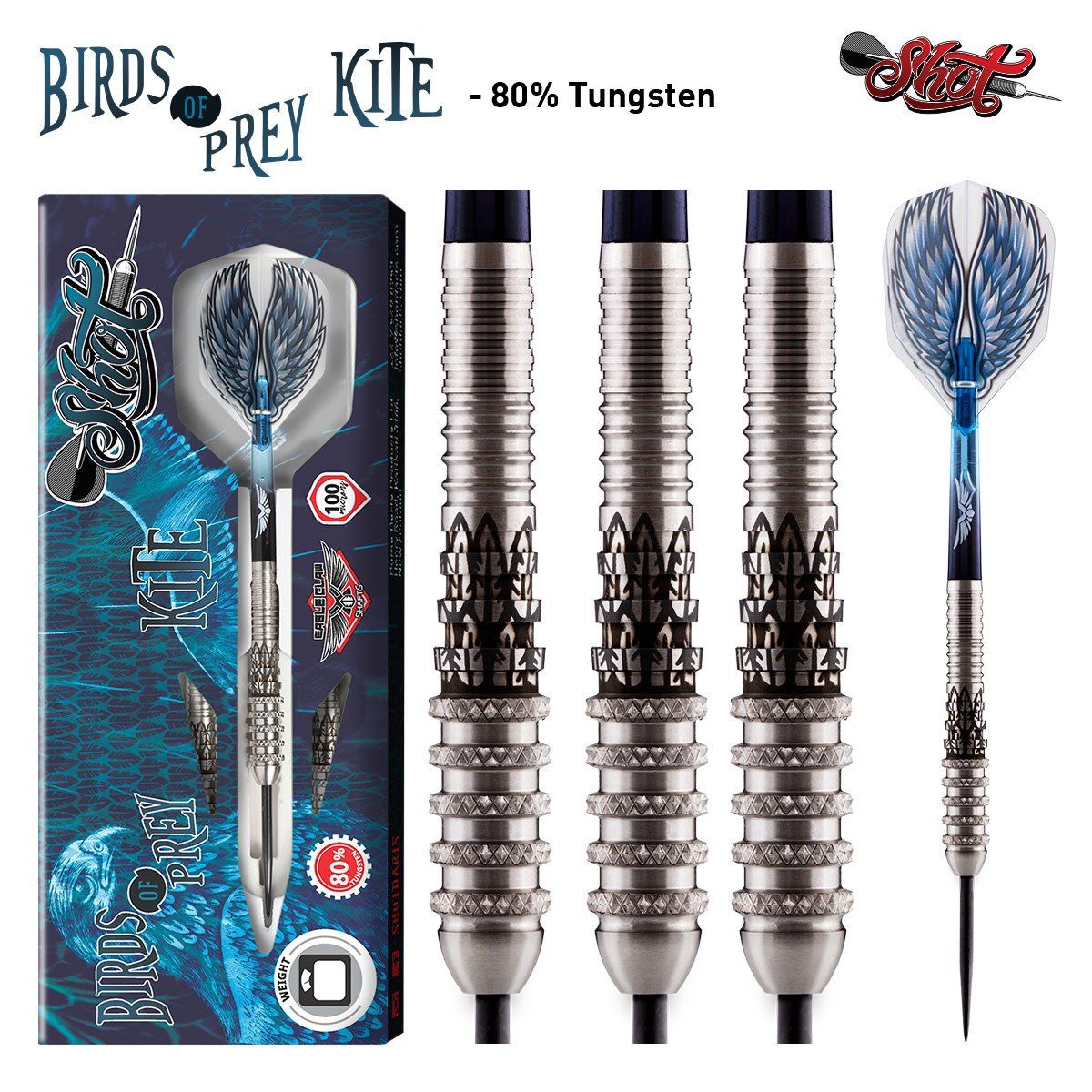 BIRDS OF PREY KITE STEEL TIP DART SET - 90% TUNGSTEN -25GM